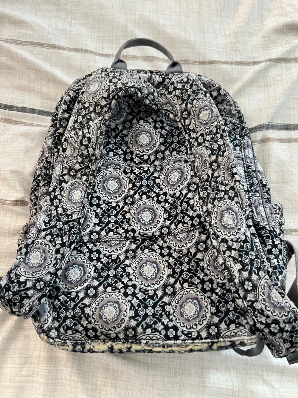 Vera Bradley Black and Gray Medallion Quilted Backpack